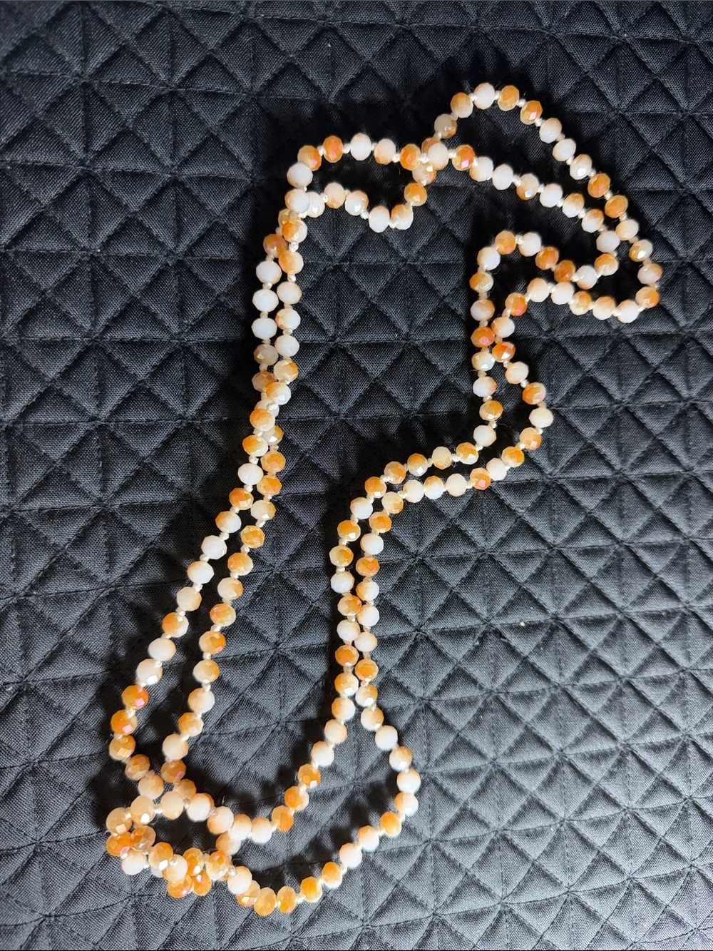 Handmade White and Orange Beaded Necklace - Women Jewelry